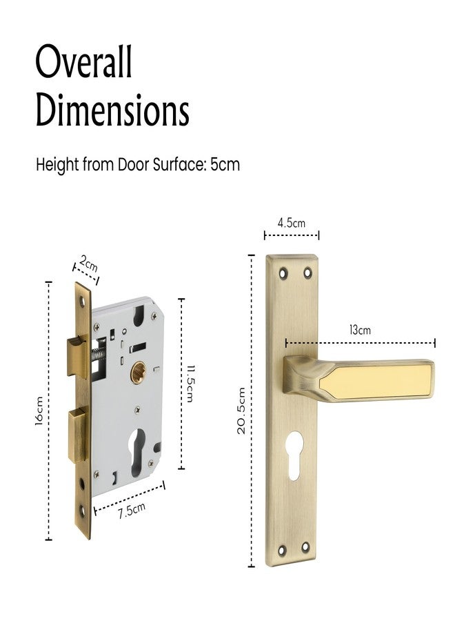 LAPO Heavy Duty Mortise Door Lock for Home, Door Handle Set with Keys 60mm Cylinder, 45x50mm Lockbody - Ideal for Home, Bedroom, Office, Hotel (Antique Finish, 3 Years Warranty) CY-303 - Image 2